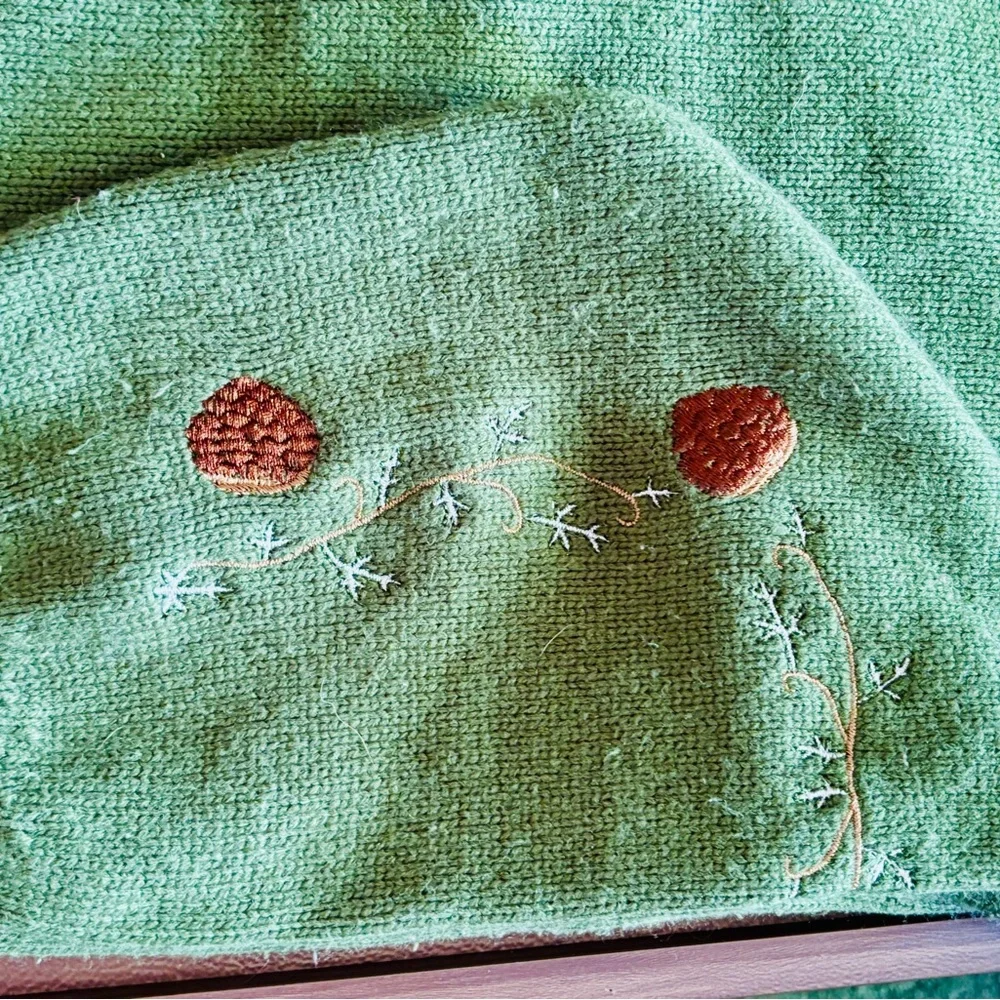 Unbranded Sz L Green and Brown Women's Cardigan with Embroidered Fox Design - Picture 6 of 10
